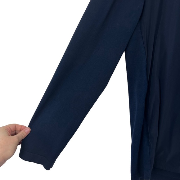 THEORY Men’s Large Bellville Navy Blue Panel Zip Up Jacket Sweater Material - Picture 5 of 16